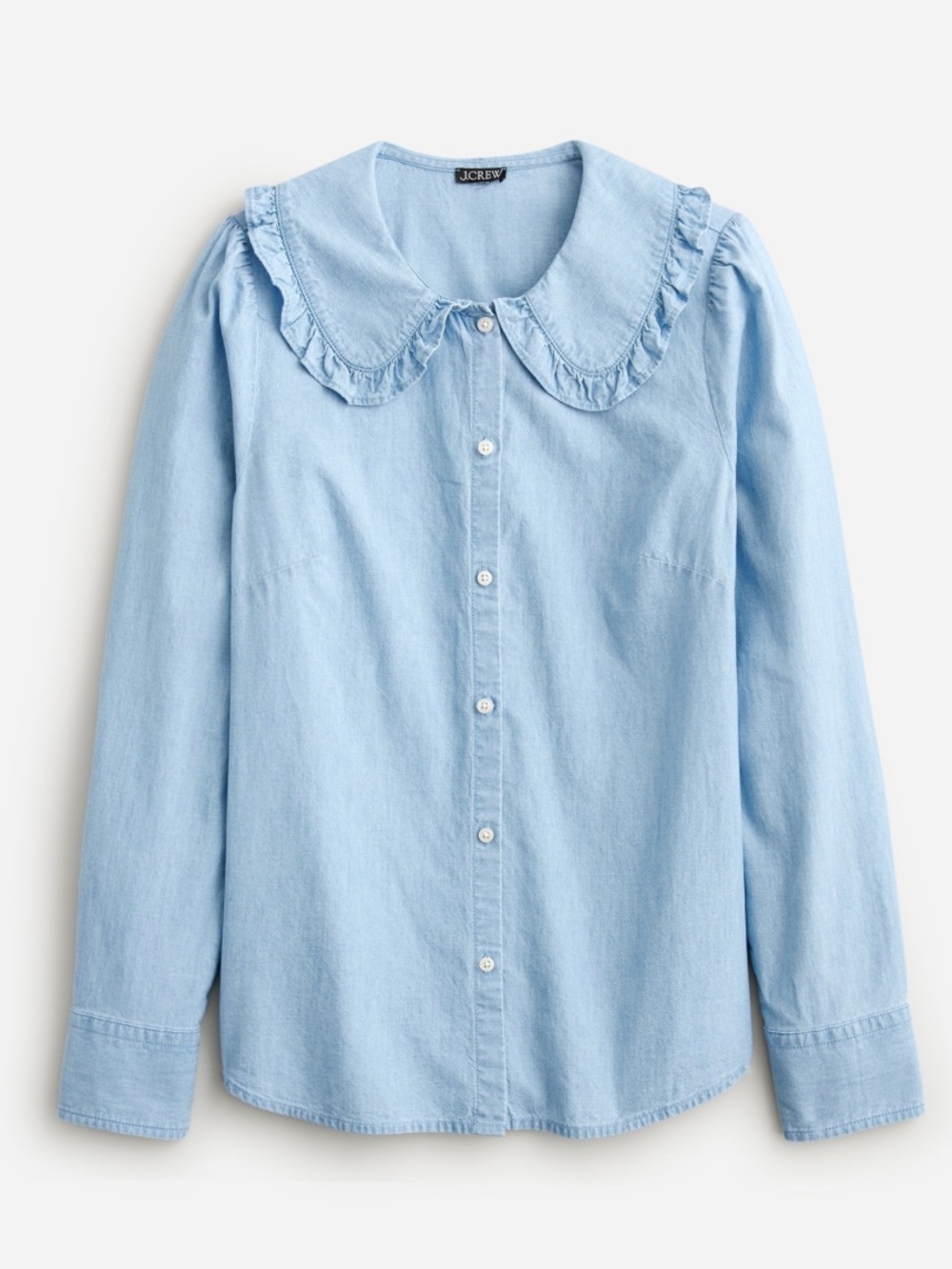 J. Crew Ruffle Chambray Shirt - size 12 - Picture 5 of 5